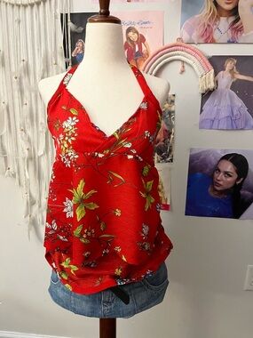 Red Floral Halter top